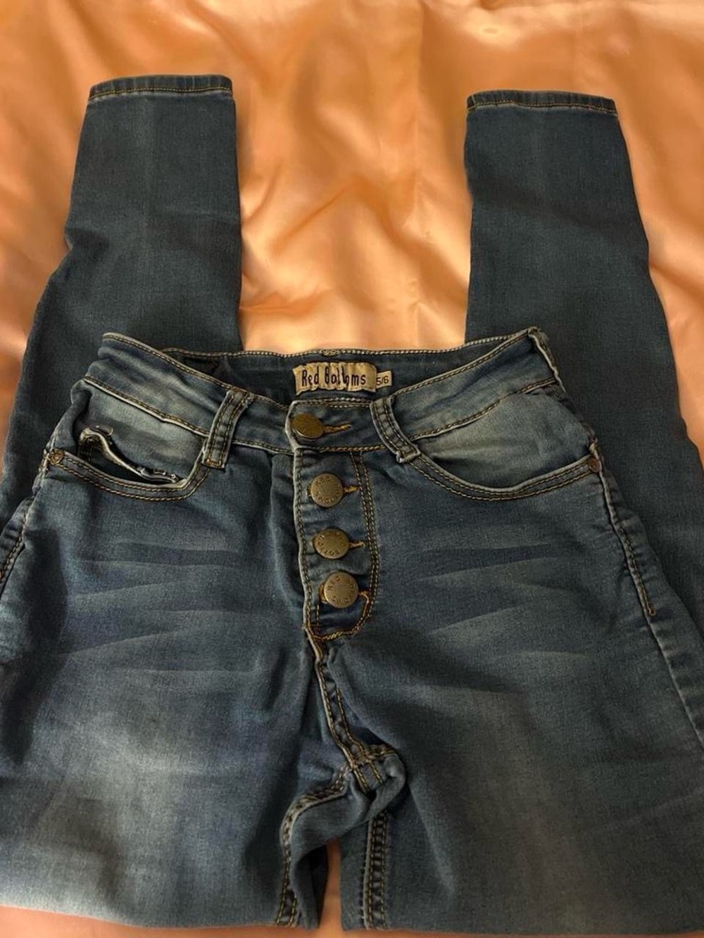 Red Bottoms Blue High-Rise Button-Front Women's Jeans